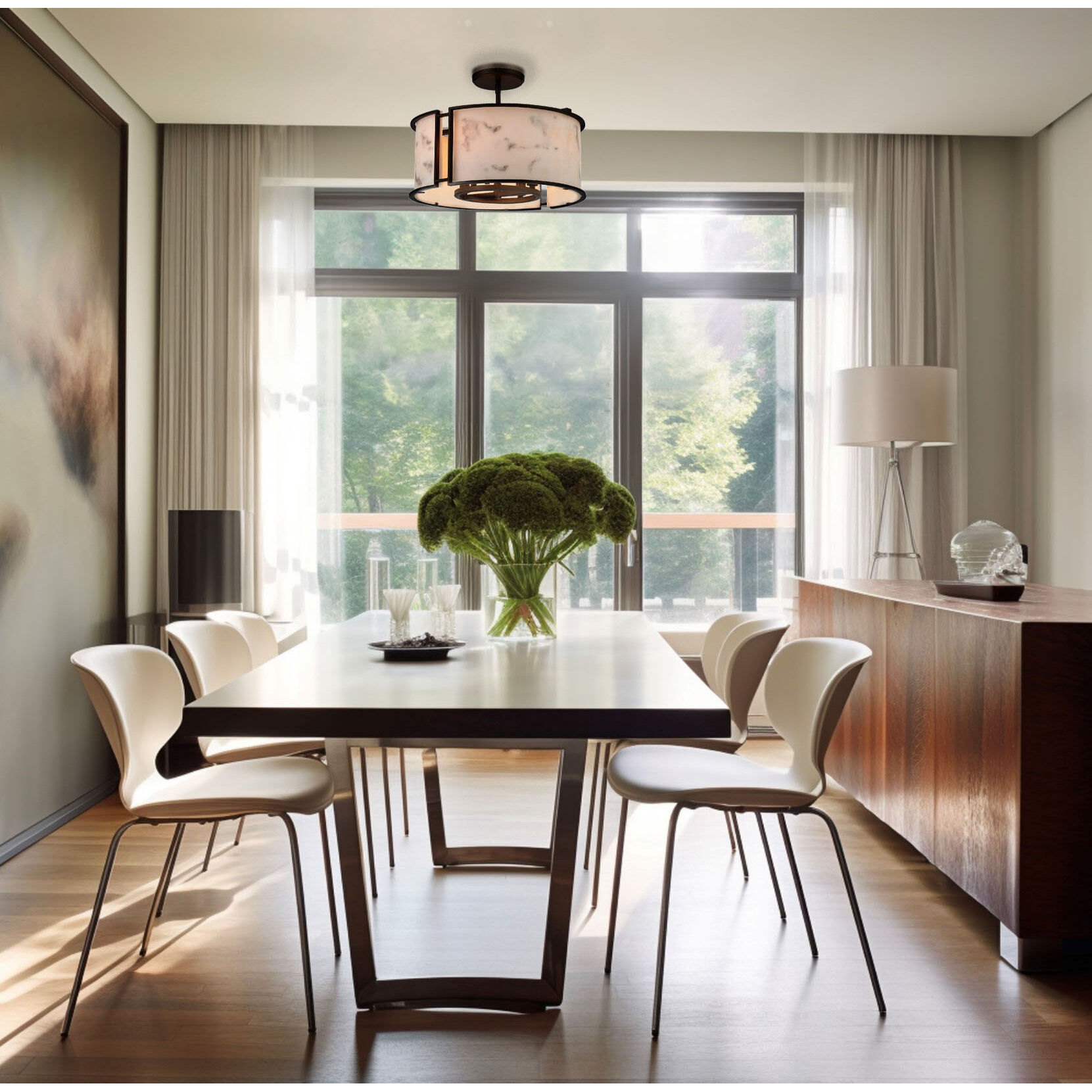 Buchanan 4 Light Hellenic Bronze Semi Flush Mount Ceiling Light